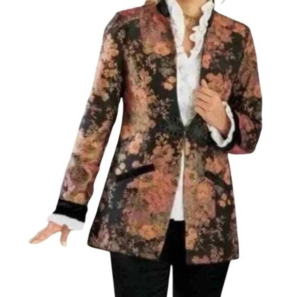 Soft Surroundings Westbury Garden Metallic Jacquard Jacket Blazer Sz Petite M - Picture 7 of 16